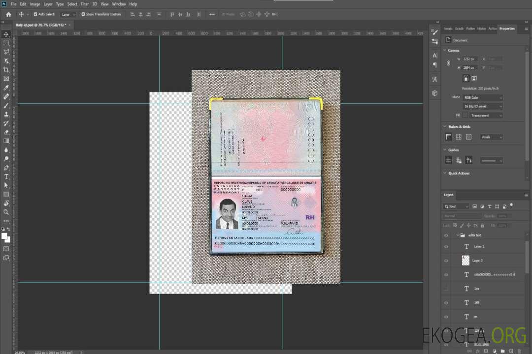 Look photo du passeport croate template Look photo du passeport croate template